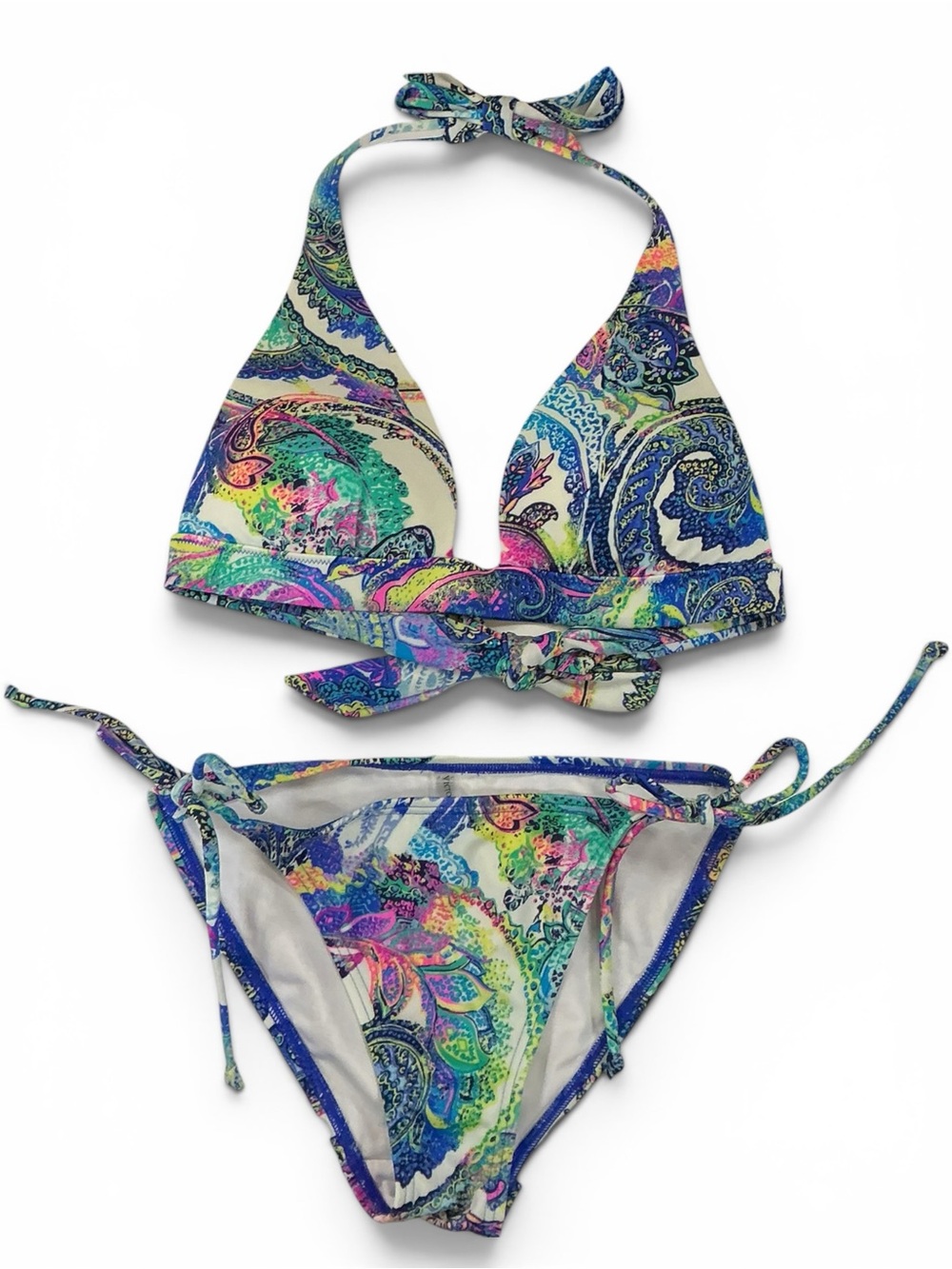Victoria's Secret  Multicolor Paisley Push up Bikini w/ String Bikini Sz.S NWOT